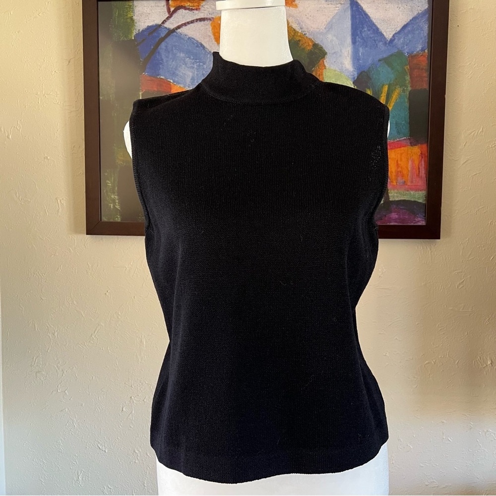 St. John Basics Mock Neck Tank Top Size 4 Black